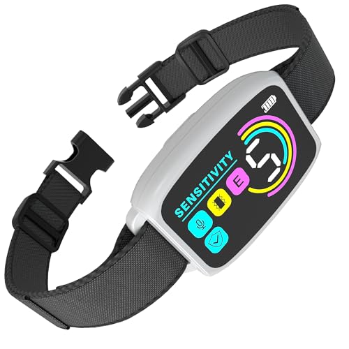Meloive Collar Antiladridos Automático para Perros,Detección Inteligente de Ladridos,Sensibilidad Ajustables,Resistente al Agua y Recargable,Blanco