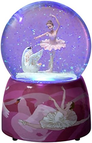 Dreamwizor Ballerina Snow Globe with Light Effects and Automatic Glitters Blowing Collectible Ballet Dancer Snowglobe Plays Classic Ballet Tune Swan Lake, Gift Box Packed
