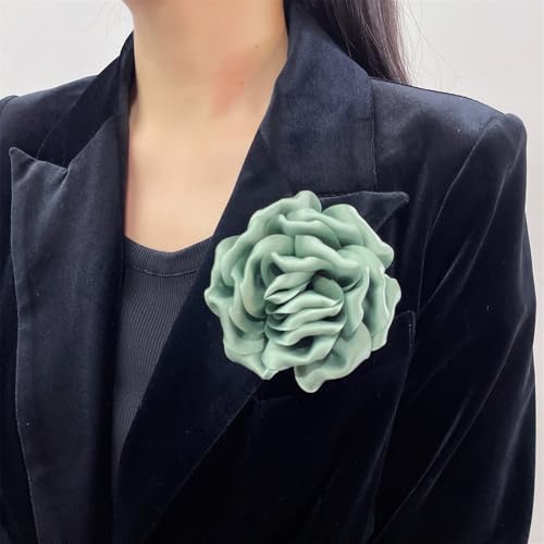 Image of Dainty Peony Rose Flower Brooches Lapel Pins Delicate Elegant Fabric Flowers Brooch Pin for Women Flower Corsage for Wedding Party Accessories Jewelry Gifts100mm