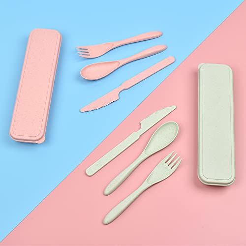 Camping Utensils Set With Case, 4 Pack Reusable Utensils Set, Plastic Spoon Knife Forks Portable Cutlery Set, Travel Utensil Set With Case For Kids Adult Picnic Camping Or Birthday #TOP3