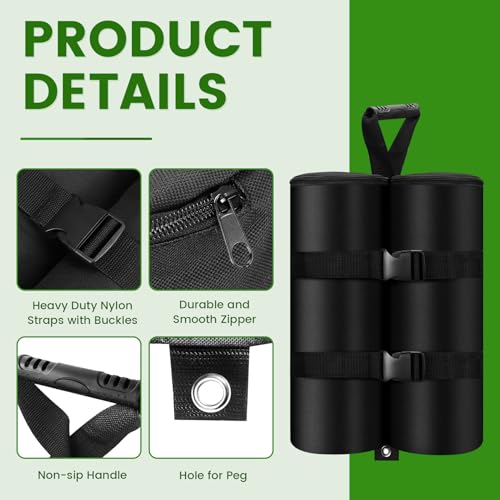 UEAKPIC 320 LBS Plug Size Canopy Tent Weights Sand Bags(Black, 80 Lbs x 4) by UEAKPIC - Used condition - Image 5