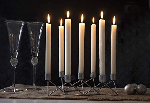 Garden Mile Candle Holder Large Silver Effect Taper Candle Decoration Table Centrepiece Holds 7x Taper Candles Wedding Table Centrepiece Christmas Party Centre Pieces Accessory Candle Candle Holder