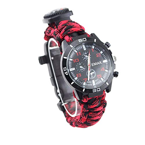 Multifuncional Caminhadas Outdoor Survival Assista Compass Whistle Resgate Corda Camping Bracelet