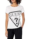 GUESS Women\'s Active Short Sleeve Oversized Logo T-Shirt, True White, Medium