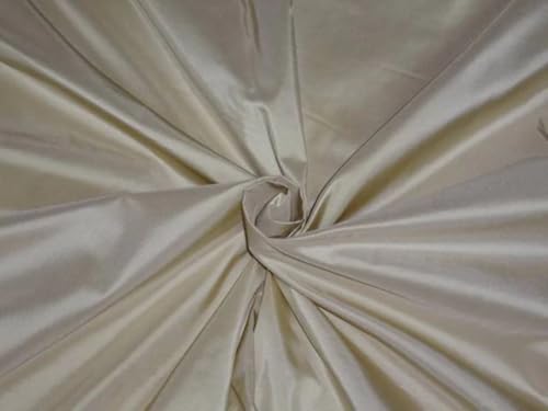 Taffetas de pure soie crème doré 137cm tissu haute couture