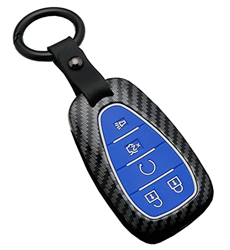 Coque clé Chevrolet effet carbone bleu finition premium ABS