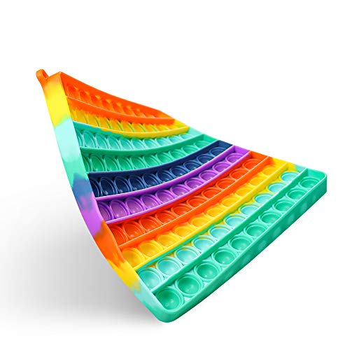 OCACA Fidget Pop Toys, Big Size Pop Up It Push 100 Bubbles Sensory Toys to Relieve Stress & Anxiety for Special Education School Supplies, Gift for Kids, Dad, Mom, Rainbow 7.9 inch (Rainbow, Square)
