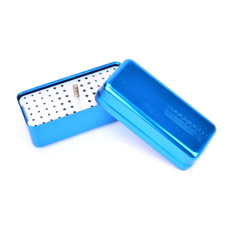 72 Holes Endo Files Aluminum Box Disinfection Sterilizing Storage Case Bur Holder Stand Organizer Box (Silver)