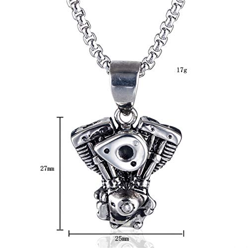 Hafrita Engine Motorcycle Chain Biker Punk Gothic Necklace Men Vintage Stainless Steel Chain Pendant Necklaces #TOP2