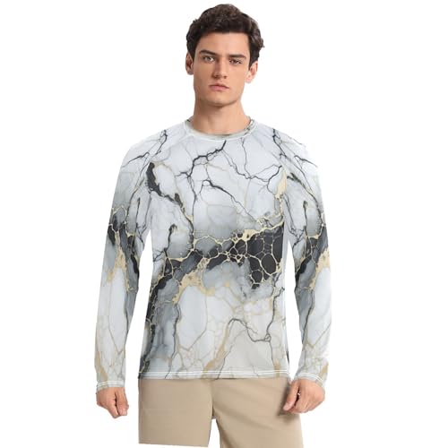 T-shirt de sport marbre noir doré haut de gamme à manches longues