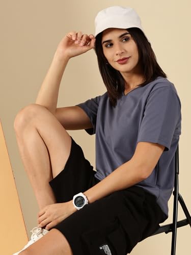 Image of Women's Pure Cotton Relaxed Fit V-Neck Half Sleeve T-Shirt | Gym Wear Casual Look T-Shirt | Regular Fitting with Comfort Wear for Women
