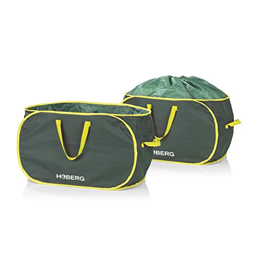 Hoberg Bolsas de basura de jardín | 2 x 160 litros | autoportante, con cierre, resistentes y 3 asas | Capacidad de carga aprox. 40 kg [poliéster Oxford 600D]