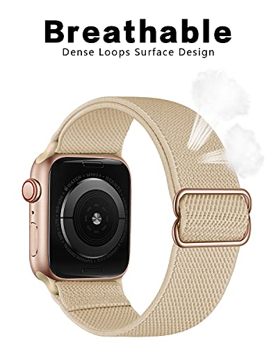 Image of AMANECER Stretchy Nylon Bands Compatible with Apple Watch Series 11 /10 /9 /8 /7 /6 /5 /4 SE 3 /2 /1, Adjustable Braided Elastic Sport Loop Rugged Straps for iWatch Women Men (Nude Dark Beige, 38 /40 /41 /42MM)