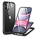 Miracase Glass Case Compatible with iPhone 11 Case 6.1 inches, [Built-in Glass Screen Protector + Camera Lens Protector] 360 Full Body Shockproof Rubber Bumper Clear Back Phone Case Cover (Black)