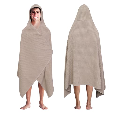 COTTON CRAFT Hooded Bath Towel for Adults – 100% Cotton Waffle Weave Towel