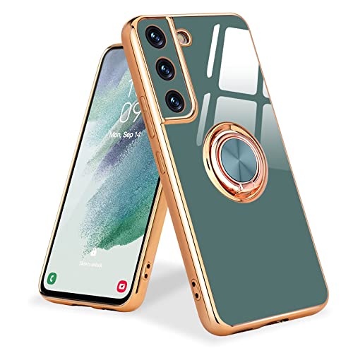 Urarssa Coque Compatible avec Samsung S21 FE 5G Anneau Etui Silicone Housse 360°Voiture de Bague Magnétique Protection Case Mince Souple Antichoc pour Samsung Galaxy S21 FE 5G Gris Cover