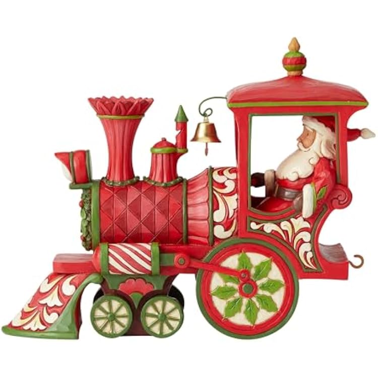 Enesco Jim Shore Heartwood Creek Santa in Christmas Train Engine Figurine, 6-Inch Height, Red