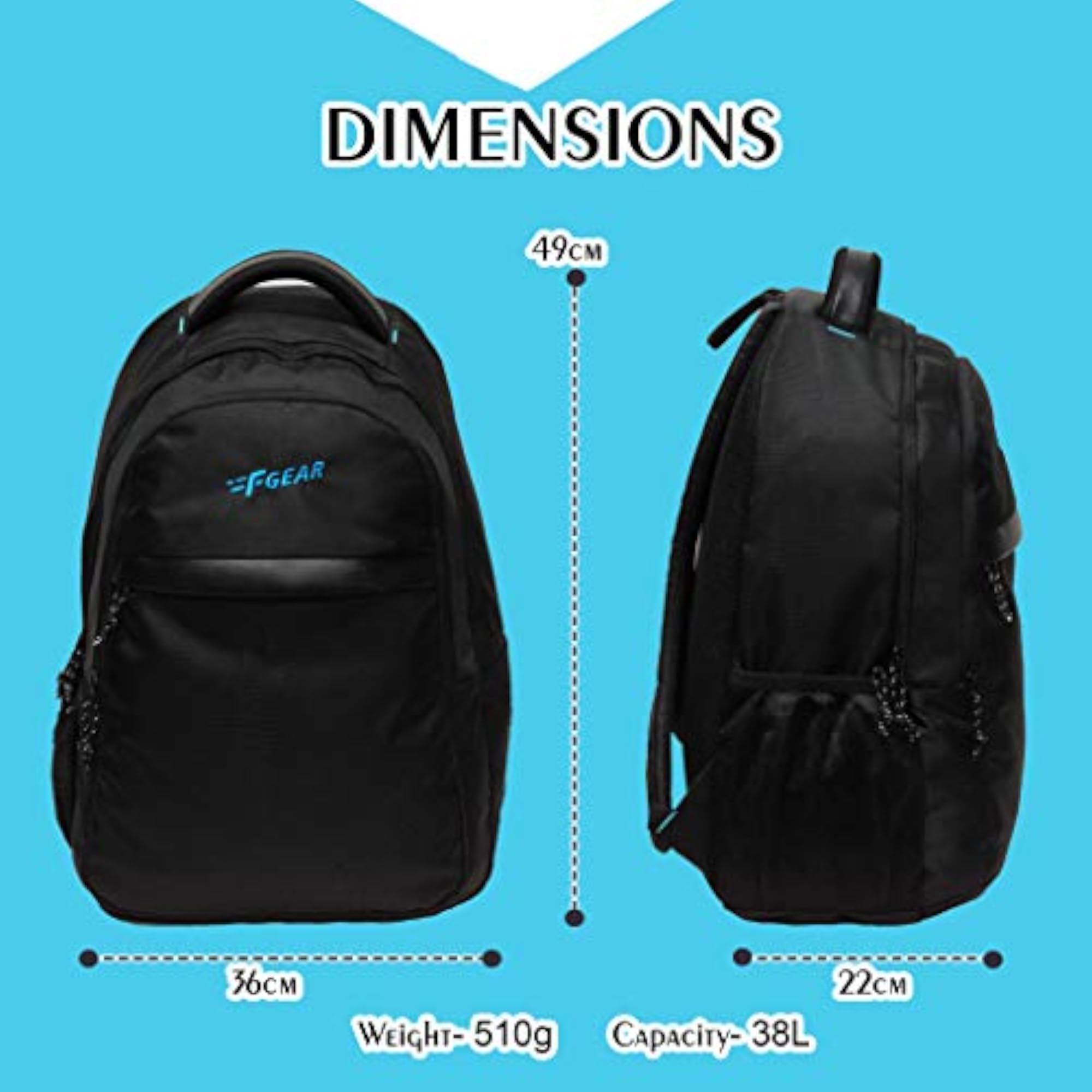 Bluechip Black 30L Laptop Backpack, Modern Design