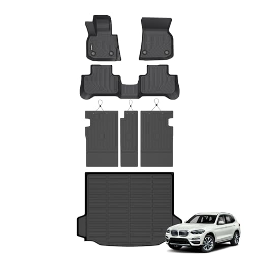 ANBINGO® Floor Mats & Seatback Cargo Liner for X3 2018-2024 | All Weather TPE Floor Liners | 1st & 2nd Row Custom Mat Full Set | Accessories - Black