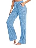  ORANDESIGNE Pantalon de Yoga Femmes Jambe Large de Sport Lâche Fitness Jogging Pantalons de Survêtement Décontractés Pantalon de Pyjama A Bleu Clair XL