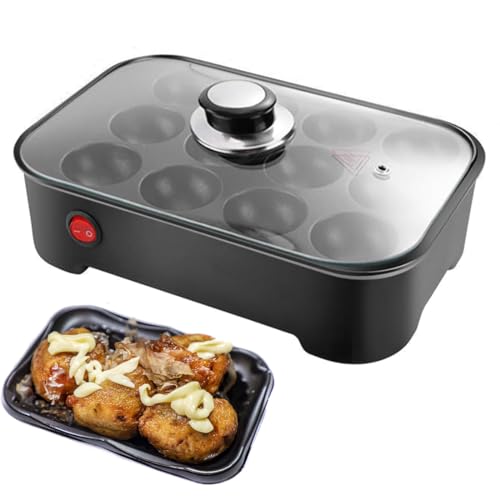 Máquina eléctrica de bolas de pulpo con control automático de temperatura, multifunción para desayuno, huevos fritos, hojaldre y fabricación de bolas de pulpo