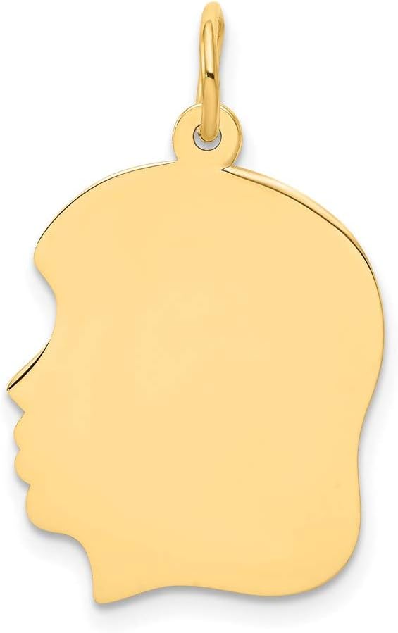 Charm Pendant 14K Yellow Gold Girl Left-Facing 27 mm 17