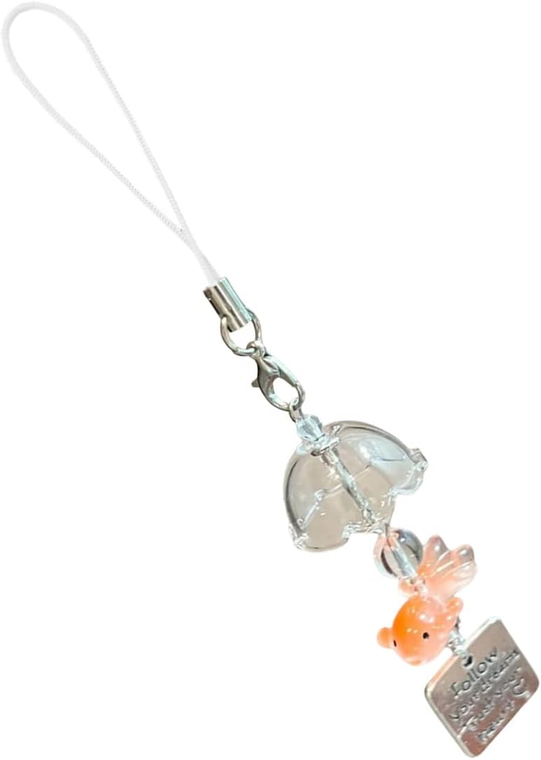 Stylish Fish Wind Bell Phone Strap Handmade Beaded Phone Charm Unique Fish Pendant Present for Women Girls