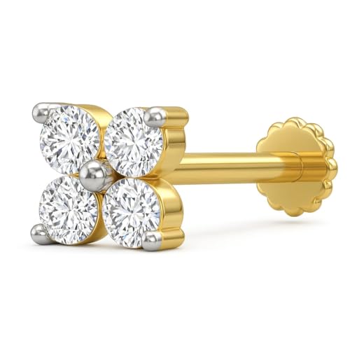 HUSN Rhodium plated 14kt hallmarked gold nosepin consisting of 4 ...