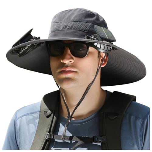 [Foreted] ファン帽子 日焼け止め防止 扇風機付きキャップ 大きめサイズ サファリハット メンズ 日よけ帽子 2ファン付き USB充電/ソーラー充電 通気性 紫外線対策 UVカットハット アウトドア 登山 トレッキング ガーデニング 釣りに最適