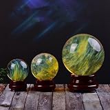 Cytrynowa kryształowa kula ze stojakiem, naturalna wytapiająca się żółta kryształowa kula kwarcowa, medytacja Feng Shui Aura Home Decor, uzdrawiająca kryształowa figurka kamienna,13cm