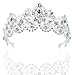 Silver Crown,Vofler Baroque Vintage Tiara Retro Crystal Rhinestone Hair Jewelry Decor for Princess Women Queen Ladies Girl Bridal Bride Bridesmaid Birthday Prom Wedding Pageant Halloween Costume Party