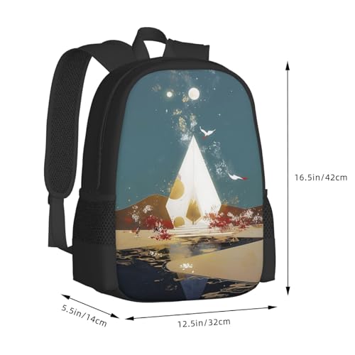 Stylish Unisex 17 Inch Backpack Moon Crane Pyramid Lake Spacious Compartments for Work Essentials Casual Outings & Trips3