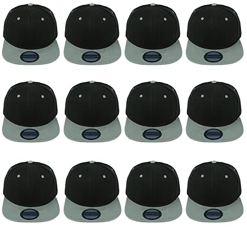 Image of Gelante Plain Blank Flat Brim Adjustable Snapback Baseball Caps Wholesale LOT 12 Pack