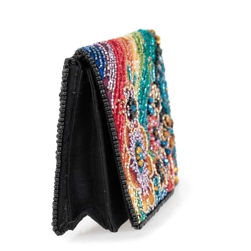 Mary Frances Wonderland Beaded Wallet Mini Clutch Purse with Rainbow Floral Design Multiple Compartments, Multicolor4