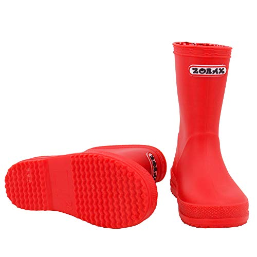Zorax - Kids - EU26 - Red Girls Boys Waterproof Non-Slip Motorbike Rain Boots Rain Shoes Wellies Unisex Children Wellington Boots - Image 3