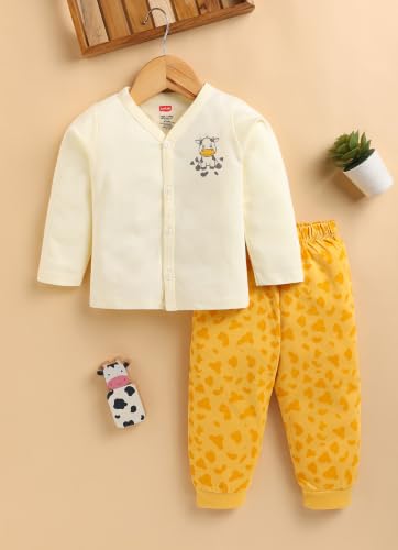 Image of LuvLap Baby Boys & Girls Regular Fit 100% Cotton Half Sleeves Jhabla & Shorts Set Pack of 2