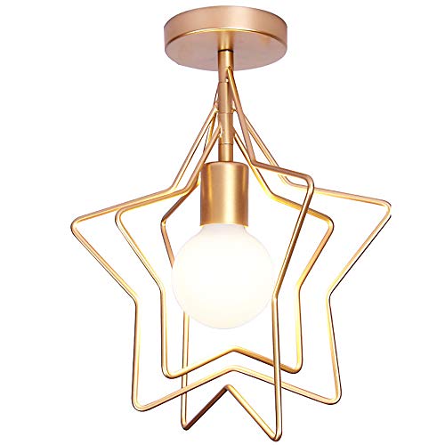 Plafonnier Rétro Industrielle en Métal,DIY Lustre Fer Doré Boules 360°Régble Lampe Suspension...
