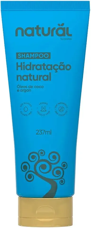 Shampoo Natural com Óleo de Coco e Argan - Hidratação Saudável e Nutrição Profunda - Sem Sal, Sem Corantes, Sem Silicone - 237ml