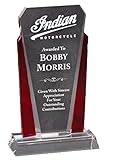NWA Beautiful Red Crystal Trophy, Award, Achievement, Wedding, Graduation Plaque, Glass Award, Police, Corporate, Firefighters Awards with Free Personalization