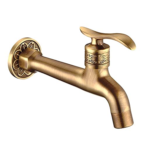 Harpoon Antique Brass Lever Handle Laundry Bathroom Wall Mount Washing Machine Faucet Outdoor Garden Hose Single Cold Tap (Long) #TOP4