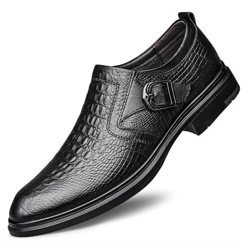 YZABEL Men's Leather Oxfords Shoes Dress Shoe Casual Slip-On Low Heel Non-Slip Business Formal Shoes for Work Dating Prom