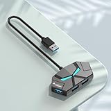 USB 3.0 Hub, 4-Port USB Hub, USB Splitter, USB Extender with Power Port for Laptop, PC, Xbox, Gamepad,Flash Drive, HDD, Console, Printer, Camera,Keyborad, Mouse,USB Fan (USB A)