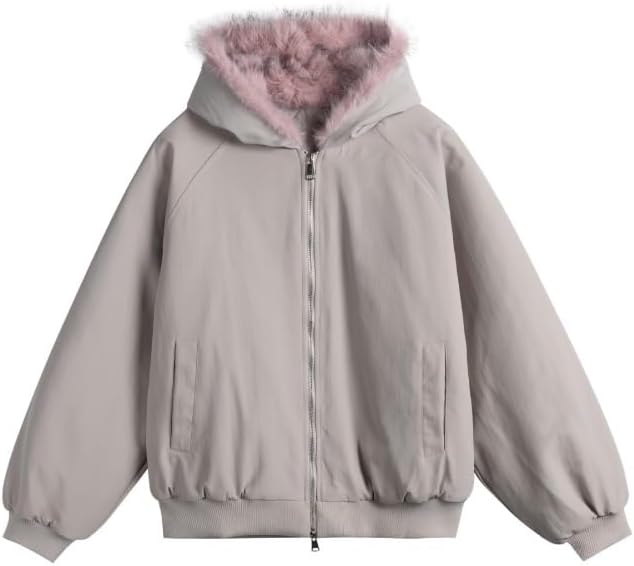 Plush Collar Retro Cotton Padded Jacket with Loose Commuting