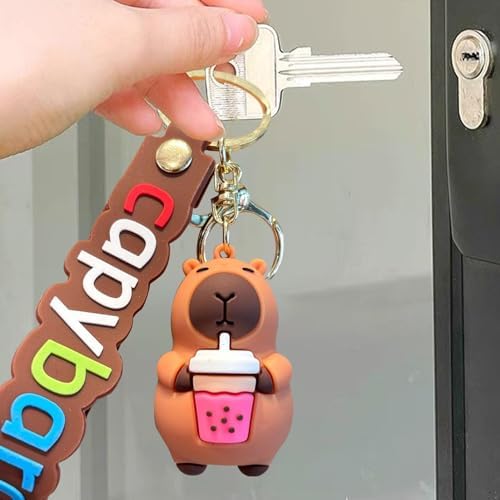 Capybara figuur auto sleutelhanger, sleutelhanger speelgoed | Grappige cartoon Doll Key Charm - 6,6 cm/2,4 inch sleutelhanger rugzak portemonnee hanger voor jongens en meisjes, E