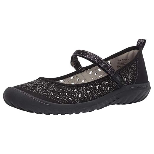 JBU by Jambu Women's Wildflower MJ Mary Jane Flat, Black, 8