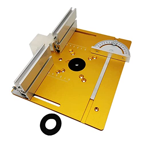Fanao - Fanao Lot de 3 plaques d'insertion pour table de fraisage, fraisage à bois, planche pliante, machine à découper, outil auxiliaire avec jauge à onglet, doré