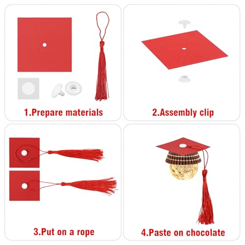 POUYRBA Graduation Cap Chocolate Decorations, 50pcs Black and Dark Blue 2026 Graduation Party Set for Chocolates Candies (red) by POUYRBA - Image 3
