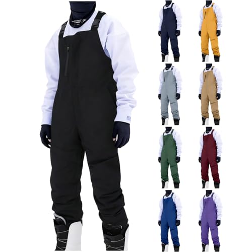 Sblioda Ski Pants Men Mens Snow Bibs Waterproof Insulated Overalls With Zipper Pockets Adjustable Straps Winter Thermal Snowboarding Pants Black