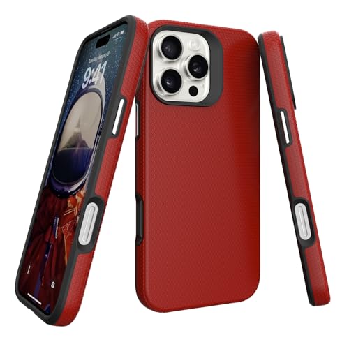 Image of NOXO Ultra-Hybrid Triangle Back Case Cover for iPhone 16 Pro, | Shockproof Design | Camera Protection | Soft TPU & Rugged PC | Bumper Case Cover for iPhone 16 Pro, (Scarlet Red)