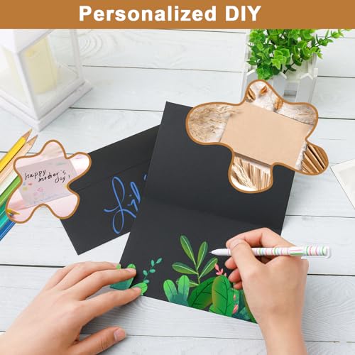 Silunkia 100 Packs Black Blank Note Cards and Envelopes 5 x 7 Folded Cardstock and A7 Envelopes Self Seal for Wedding Invitations, DIY Greeting Cards, Thankgiving Cards, Graduation